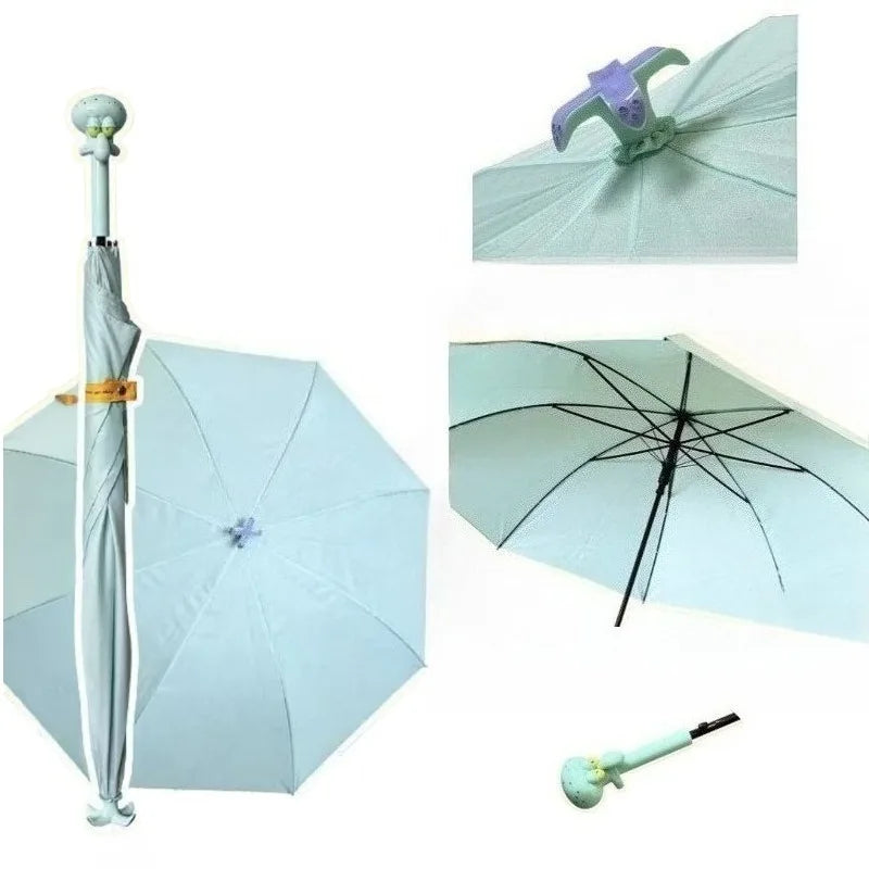 Cartoon abstract Squidward straight sunshade light outdoor umbrella, suitable for students to go to school and daily commute.