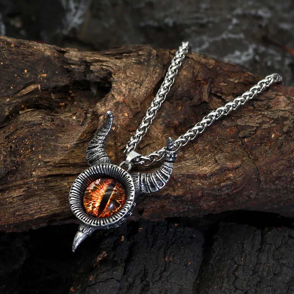 Retro Devil Eyes Pendant Necklace Punk Hip Hop Necklace New Men's Fashion Vintage Creative Personality Jewelry Gift