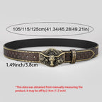 Vintage Western Cowboy Men's PU Leather Belt Luxury Design Trendy Brand Ox Head Waistband Jeans Pants Belt