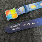 Windows7 Vintage Belt Retro Desktop UI Printed Pin Buckle Belt PU Casual Waist Strap for Men Women Y2K Denim Streetwear Nerd Style Accessory
