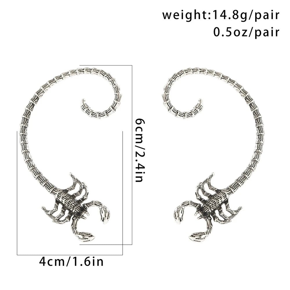 Gothic Punk Hip Hop Cuff Earring For Women Creative Design Retro Scorpion Climber Earrings  Ear Cuffs