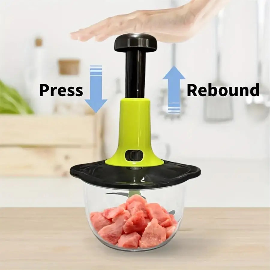 Multifunctional Manual Food Processor with Blade Guard Easy Clean Ergonomic Handle Ideal for Vegetables Garlic Meat Kitchen Tool