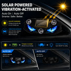 Solar Powered Car Window LED Light Vibration Activated Auto On/Off Devil's Eye Solar Charging Type-C Rechargeable Warning Light