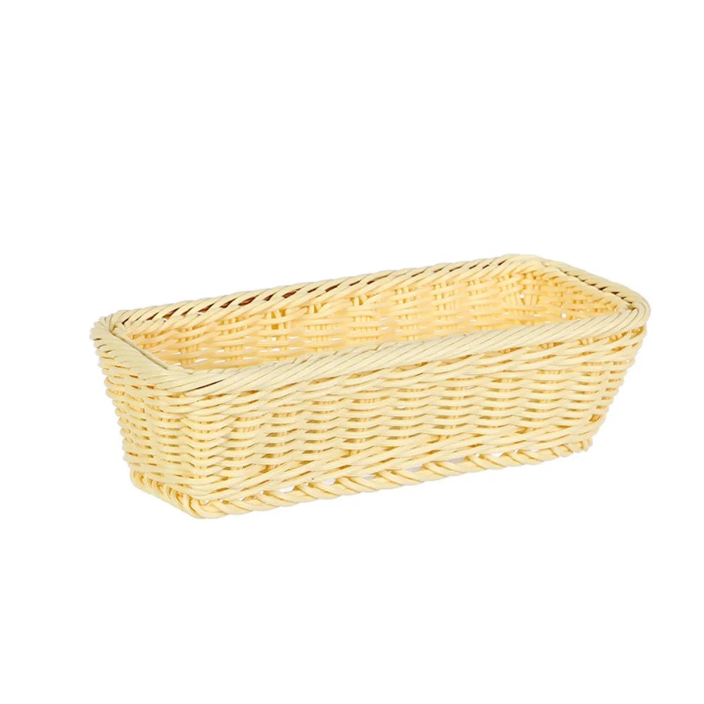 Rectangular Imitation Rattan Storage Basket Household Portable Tableware Storage Container Universal Save Space Faux Wicker Tray