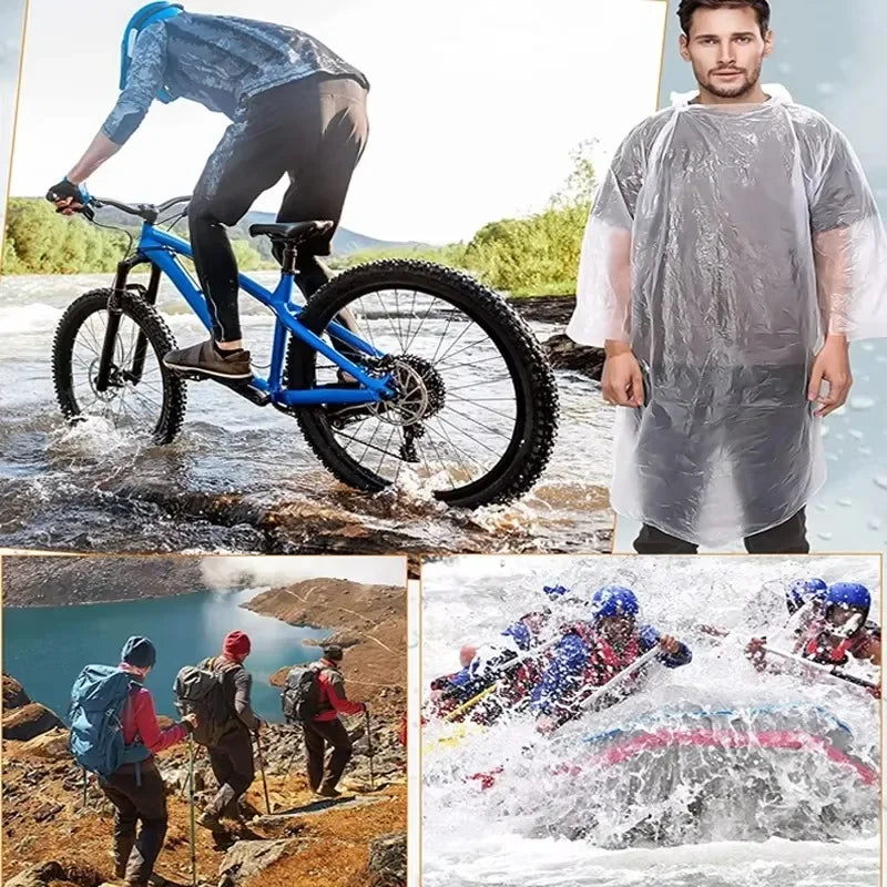 12Pcs Disposable Waterproof Raincoat Outdoor Hiking Mountain Travel Emergency Transparent Portable Adult Poncho Rain