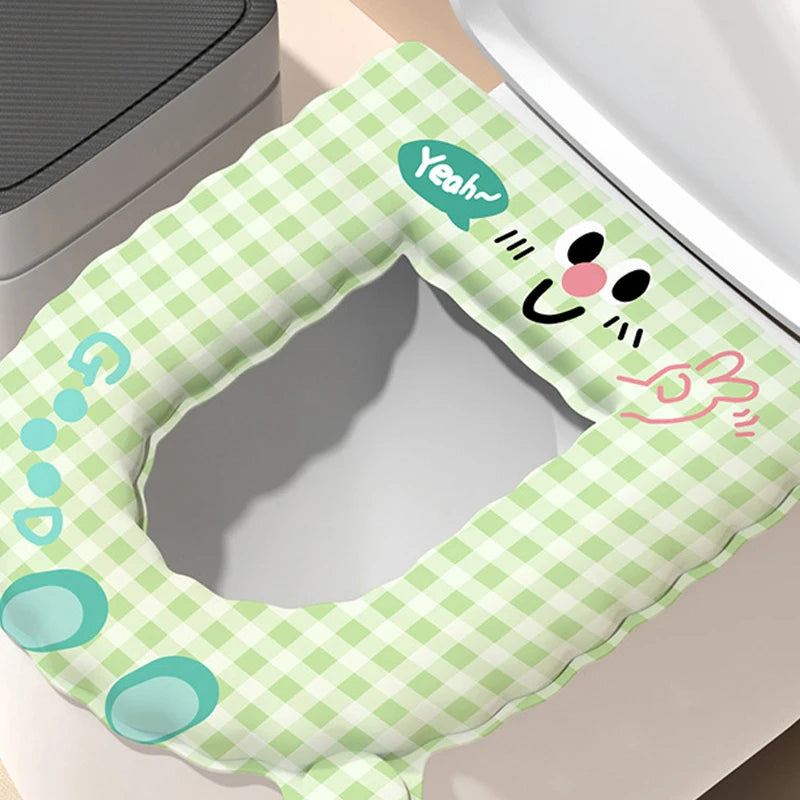 2pcs Waterproof Sticky Toilet Seat Cover - Soft Handle, All-Season Universal for Home