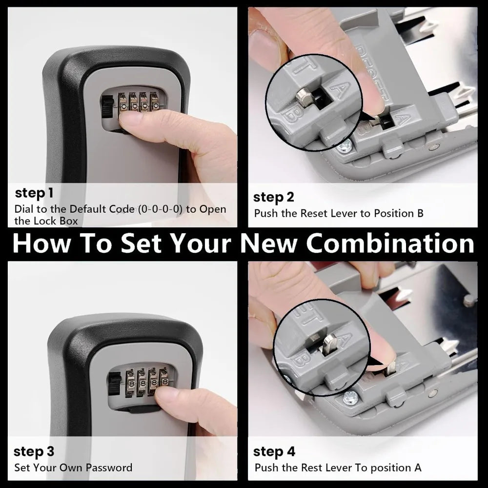 Key Lock Box 4 Digit Password  ABS Security Anti-theft Durable Wall Mounted Password Key Box for Home or Office Key Safe Storage