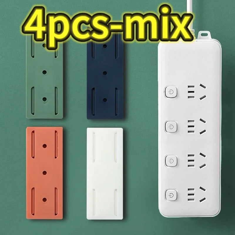 1-4pc Self-adhesive Power Strip Organizer Fixer Wire Socket Power Strip Hanging Sliding Rail Plastic Home Cable Plug Holder Rack