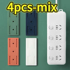 1-4pc Self-adhesive Power Strip Organizer Fixer Wire Socket Power Strip Hanging Sliding Rail Plastic Home Cable Plug Holder Rack