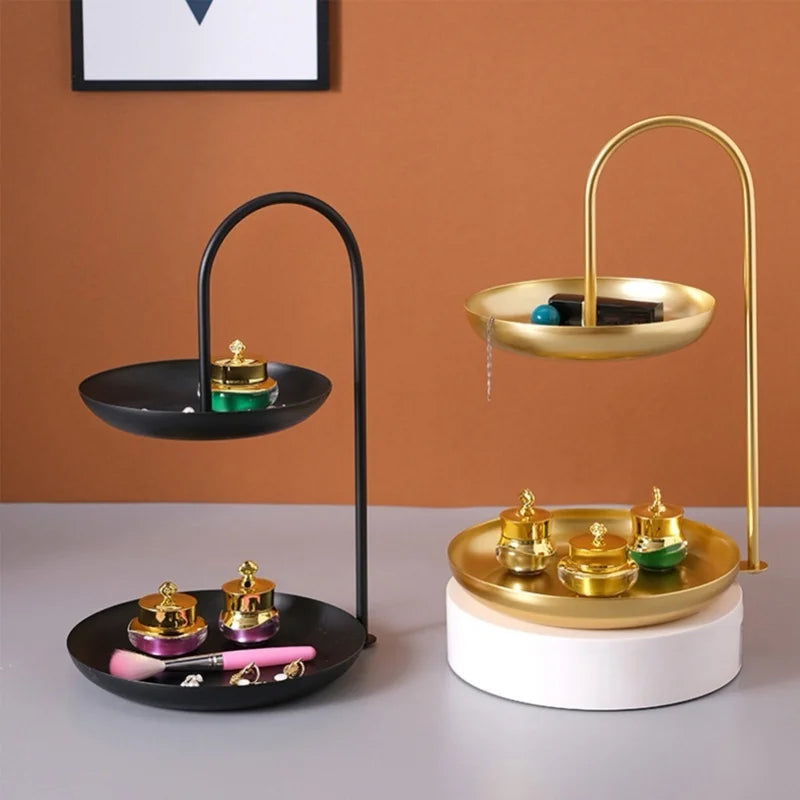 2 Tier Iron Fruit Serving Tray Waterproof Multi Tier Storage Platter For Coffee Table Party