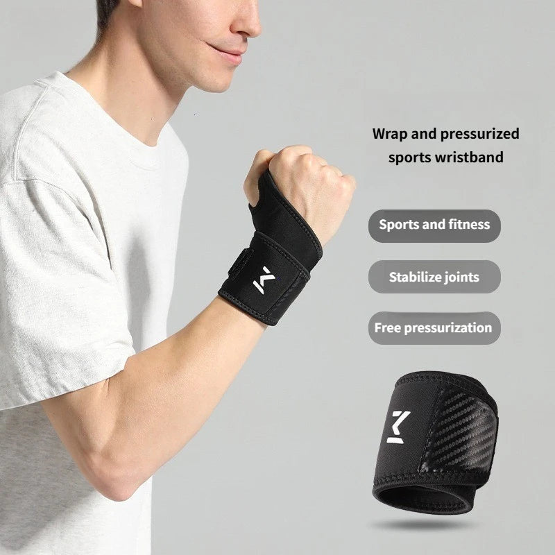 1pc Adjustable Wrist Strap Sports Wrist Support Brace Black Weightlifting Wristband For Men & Women Badminton Tennis Gym