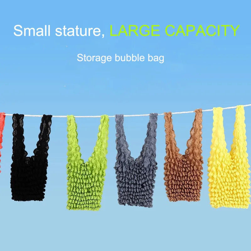 Bubble Puff  Shopping Bag Trendy Magic Expandable  Wrinkle Multi Purpose Large Capacity Elastic