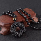 Exquisite Double-sided Carved Jade Safety Buckle Brave Troops Keyring Wealth Transfer Handcrafted Retro Carved Pendant Necklace