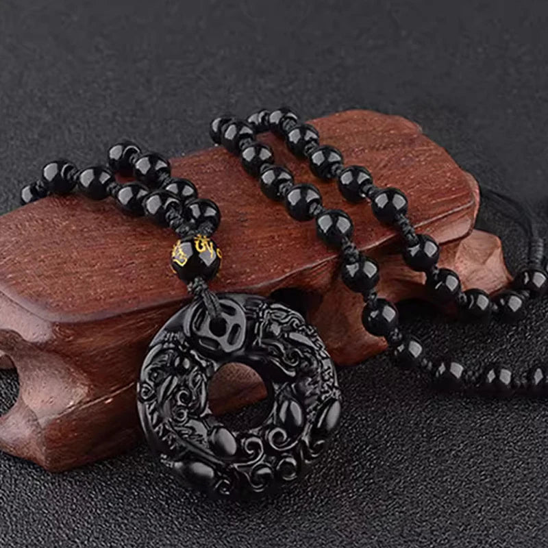 Exquisite Double-sided Carved Jade Safety Buckle Brave Troops Keyring Wealth Transfer Handcrafted Retro Carved Pendant Necklace