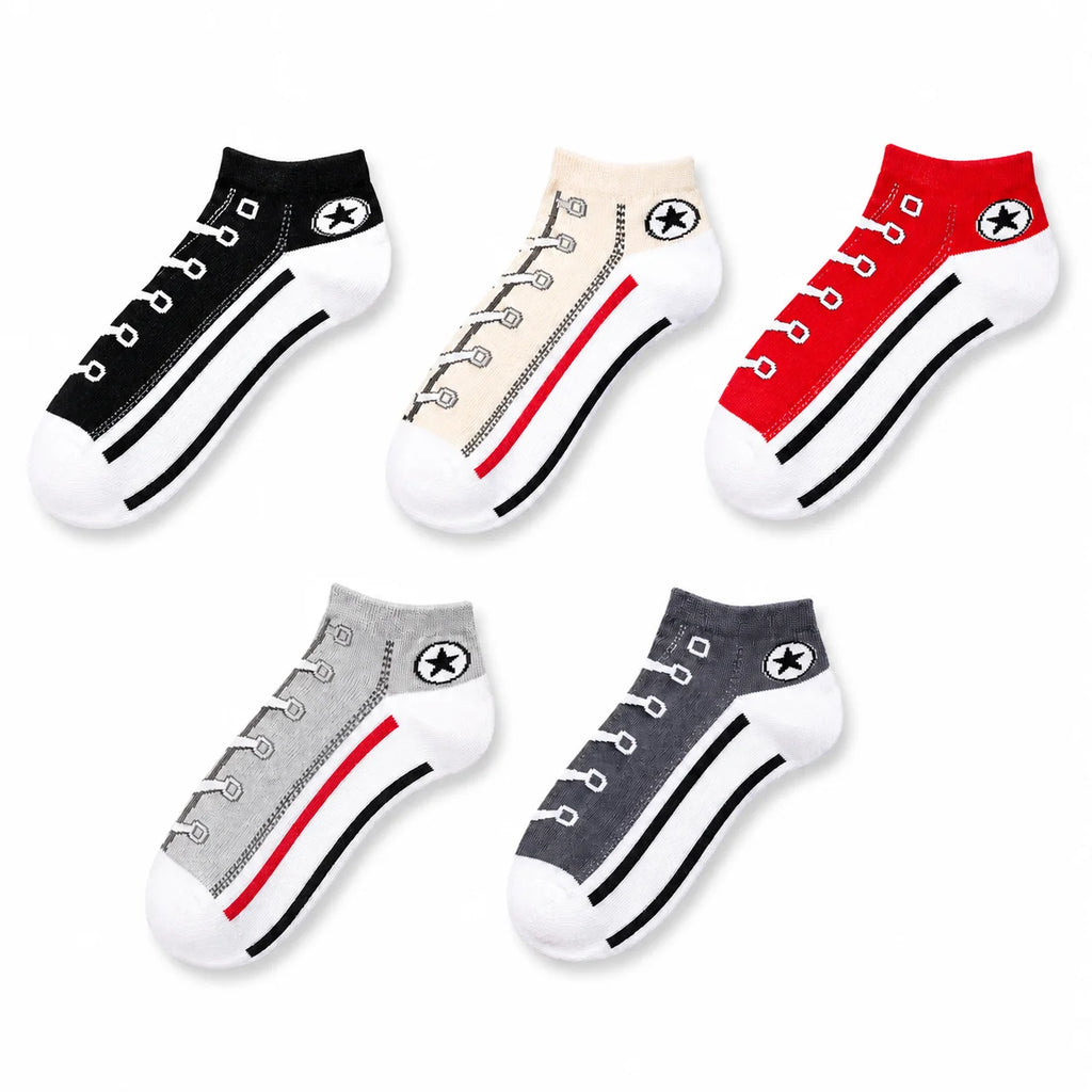 5Pairs Men's Invisible Boat Socks Summer Thin Cotton Breathable Socks Low Cut No Show Socks Anti Odor Sweat Absorbent