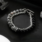 YQ  Stainless Steel Hand Chain Tiger Eye Bead Bracelet For Men Jewelry Rosary Accessories