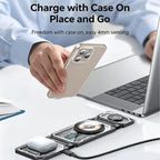 Foldable Power Dock for Phone Watch Buds, 3 in 1 Wireless Charging Station for Travel Storage, Desk Organization K1KF