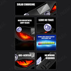 Solar Powered Car Window LED Light Vibration Activated Auto On/Off Devil's Eye Solar Charging Type-C Rechargeable Warning Light
