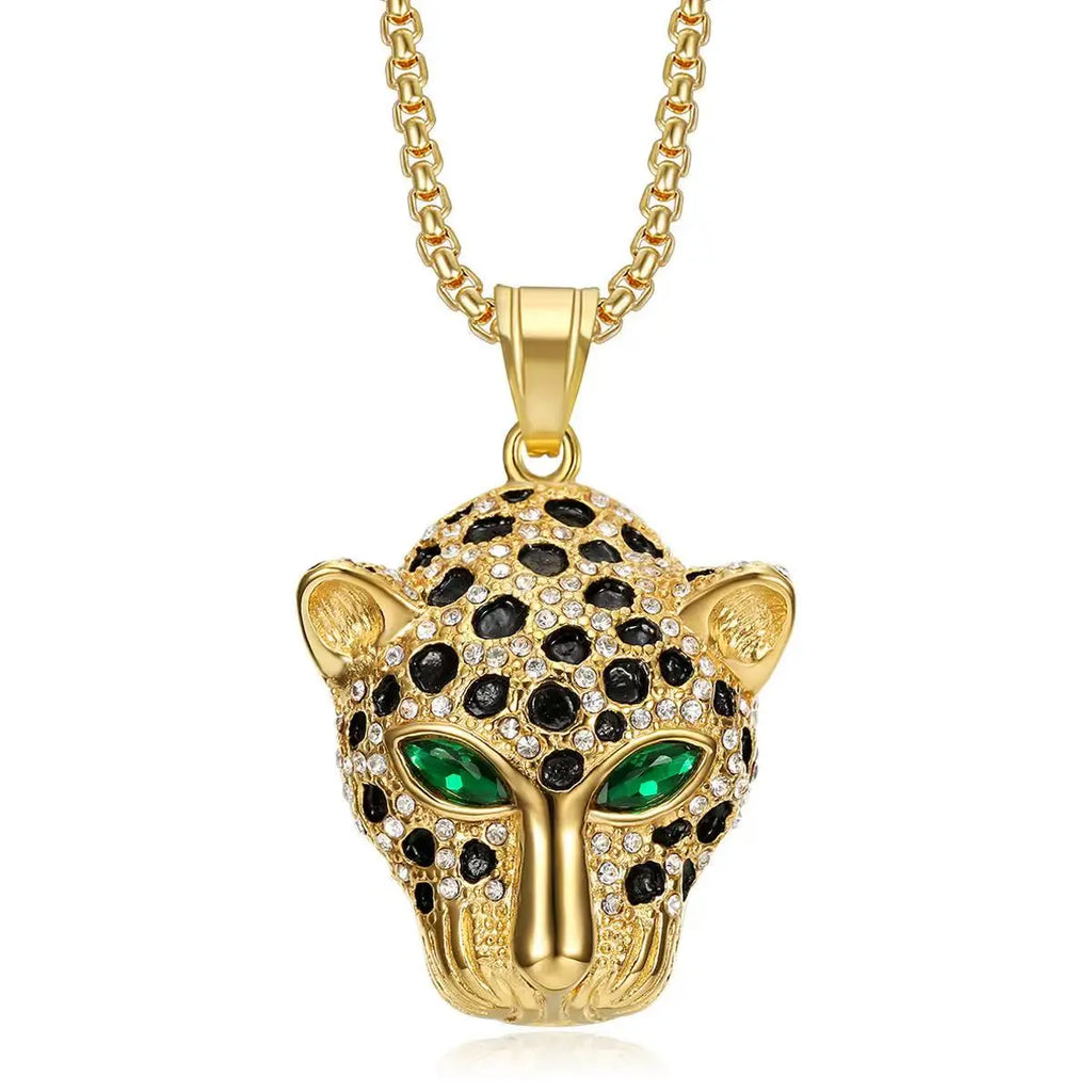 Vintage Stainless Steel Leopard Head Pendant Necklace Gothic Hip Hop Classic Animal Necklaces For Men Fashion Party Jewelry Gift