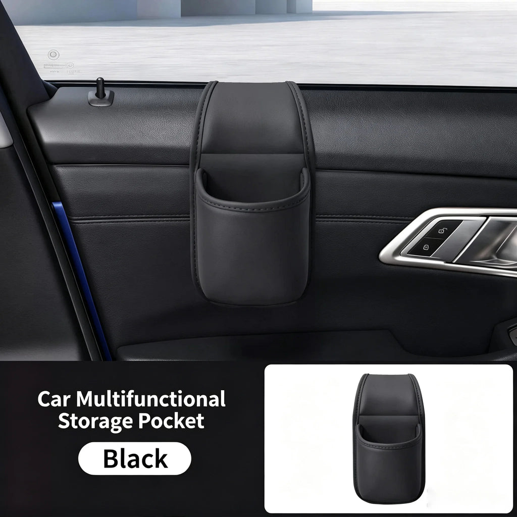 PU Car Door Cup Holder Multifunctional Adhesive Storage Pocket Auto Door Mount Drink Bottle Holder Phone Sundries Storage Bag