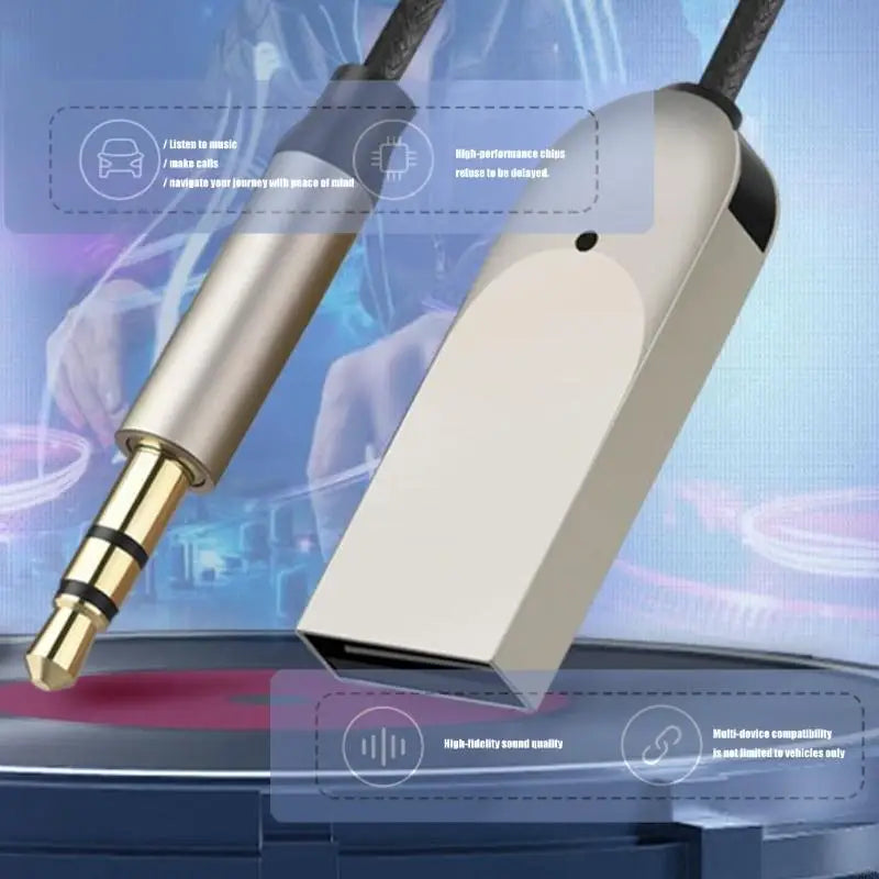 Wireless Car Sound Receiver 3.5mm AUXs Connectors Calling USB Charging Port 896C