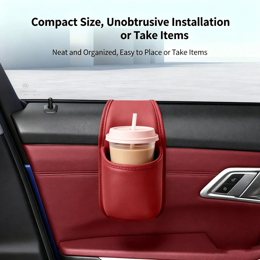 PU Car Door Cup Holder Multifunctional Adhesive Storage Pocket Auto Door Mount Drink Bottle Holder Phone Sundries Storage Bag