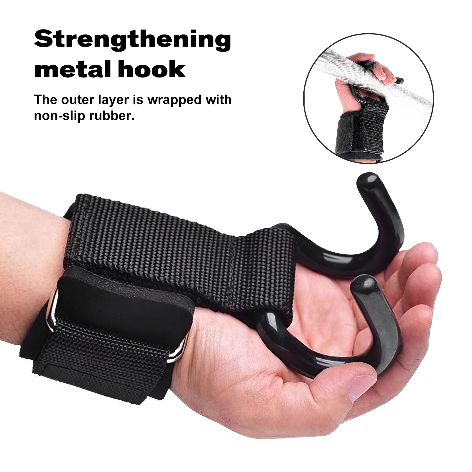 Pull Ups Strength Training Wrist Strap Hook Comfortable Grip Weightlifting Hooks Support Wraps for Power Lifting
