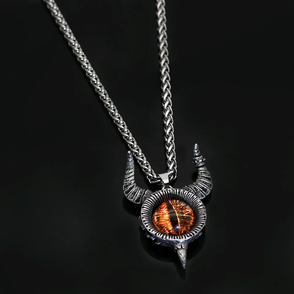Retro Devil Eyes Pendant Necklace Punk Hip Hop Necklace New Men's Fashion Vintage Creative Personality Jewelry Gift