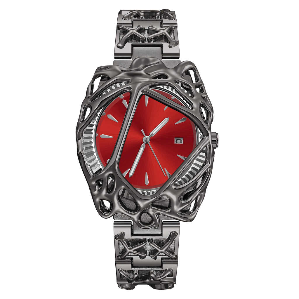 Fashion heterosexual spider web Scale dial watch alabaster black strap retro Y2K European American watch shaped ins niche watch