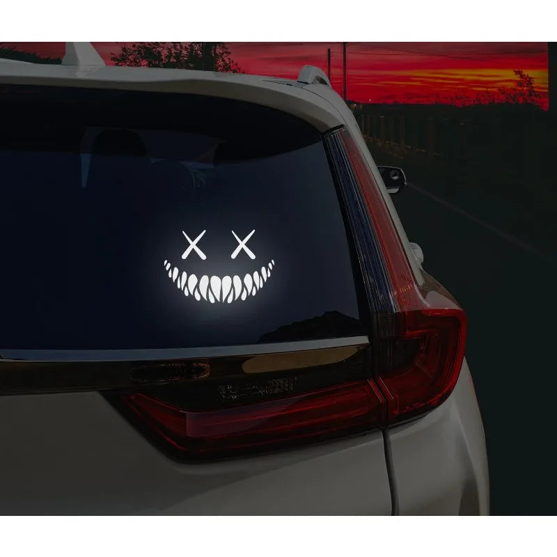 Reflective Smile Devil Die-Cut Window Decal,Funny Cool Premium Vinyl for All Vehicle Decor