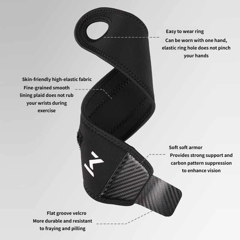 1pc Adjustable Wrist Strap Sports Wrist Support Brace Black Weightlifting Wristband For Men & Women Badminton Tennis Gym