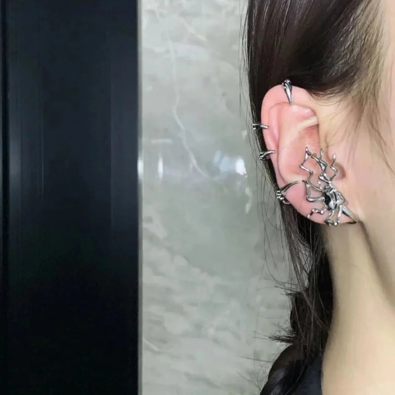 Hyperbole Silver Color Spider Drop Earrings For Women Simple Design Harajuku Insect Spiders Dangle Earring Party Jewelry