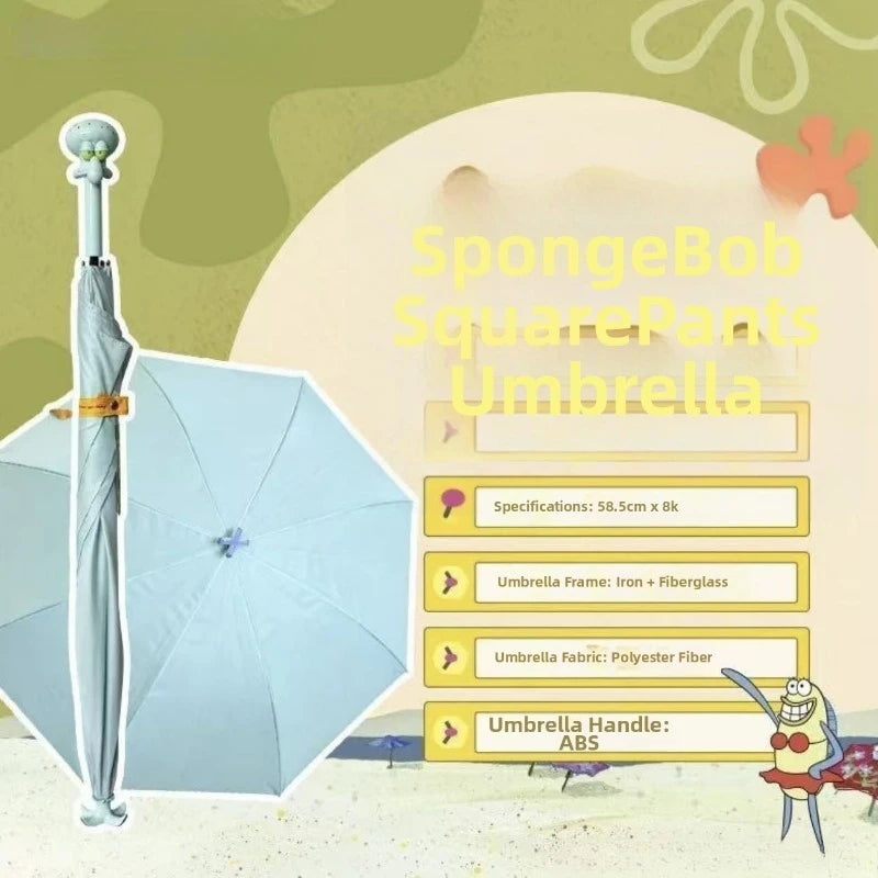 Cartoon abstract Squidward straight sunshade light outdoor umbrella, suitable for students to go to school and daily commute.