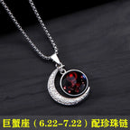 New Zodiac Sign Necklaces for Men Women Trendy Luminous Pendant Necklaces Cool Unique Couple Hip-hop Necklaces Stainless Steel