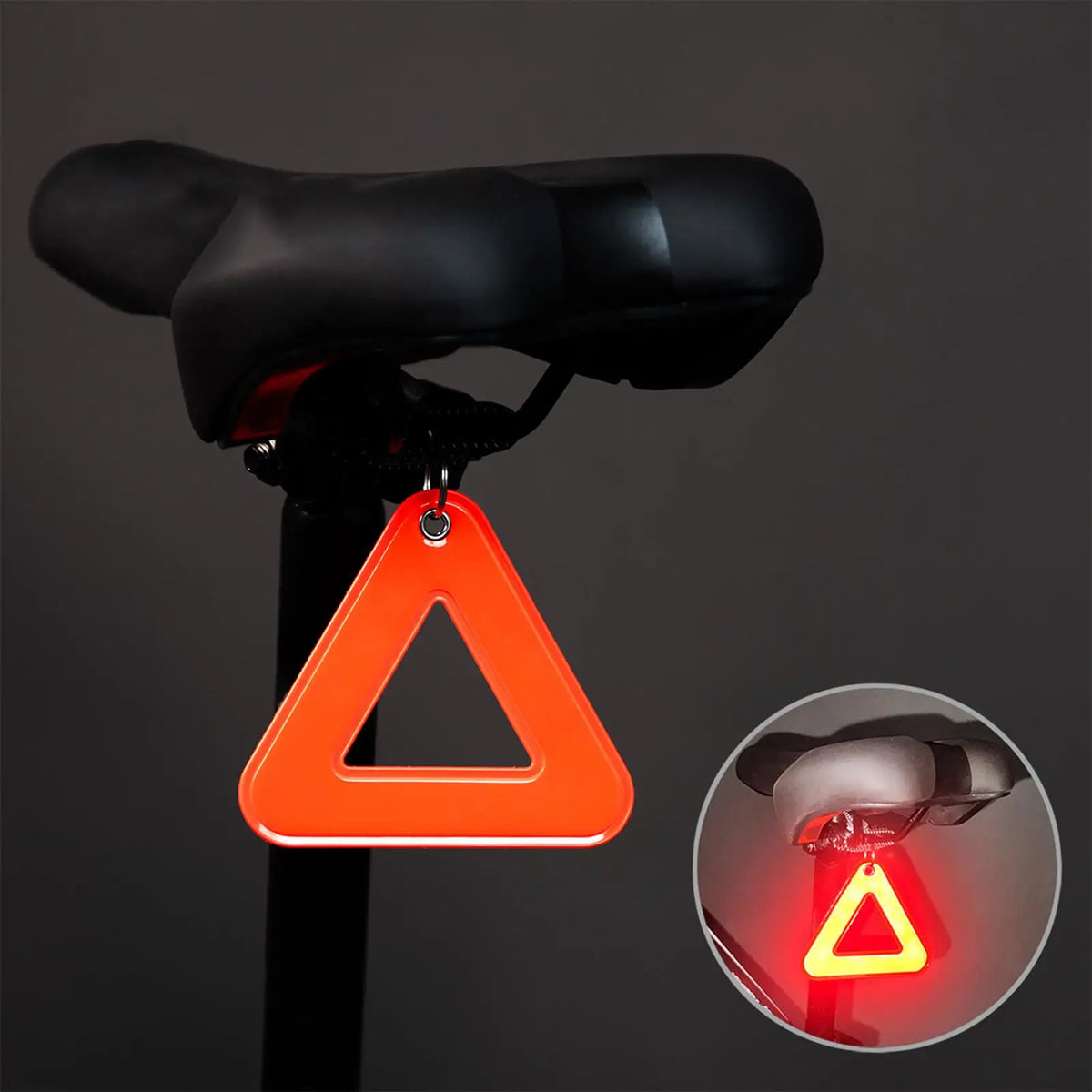 1PC Reflective Signs Triangle Signs Safety Warning For Bicycle Hanging Tag W Elastic Cord Bike Night Visible Riding Safety मुख्य तस्बिर