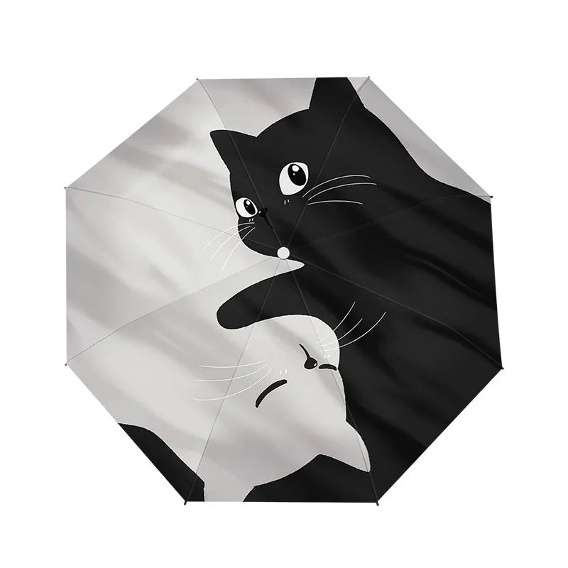 Classic Tuxedo Cats Auto Parasol - Heavy Duty UPF 50+ Black Lining, 8 Fiberglass Ribs Wind Resistant, Digital Print Foldable for