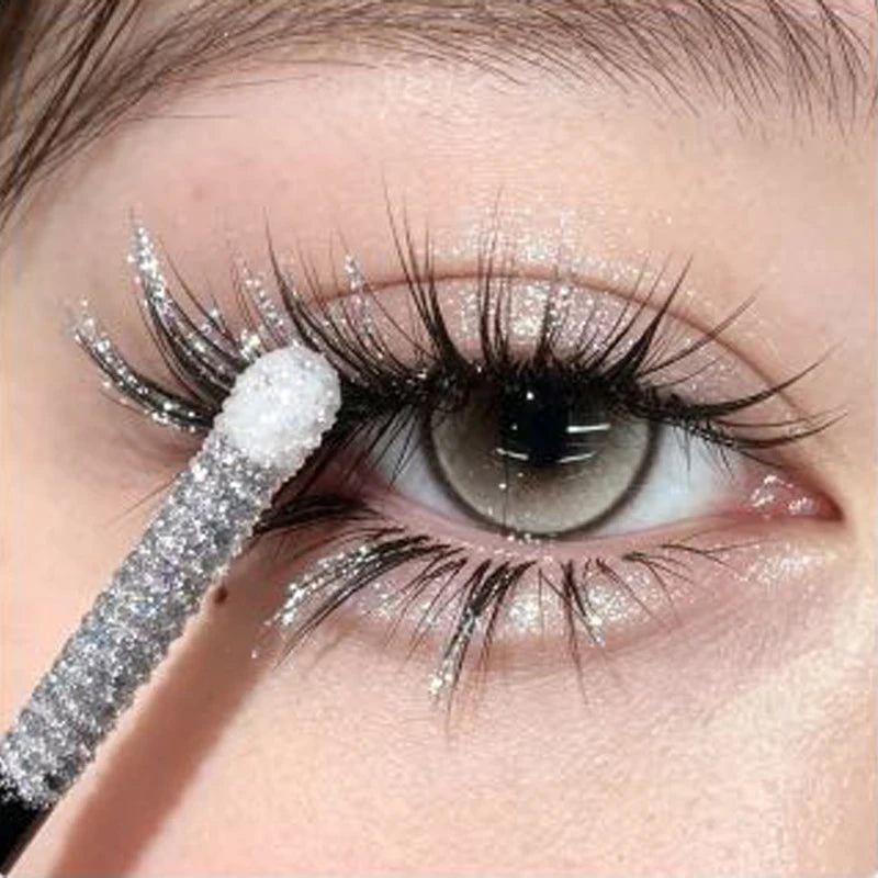 1 Pcs Diamond Silvery Glitter Mascara Long Lasting Sparkling Waterproof Beauty Eyelashes Extension Quick Dry Shimmer Eye Makeup