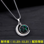 New Zodiac Sign Necklaces for Men Women Trendy Luminous Pendant Necklaces Cool Unique Couple Hip-hop Necklaces Stainless Steel