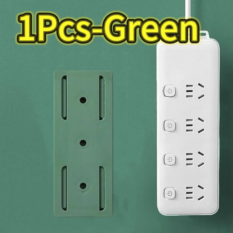 1-4pc Self-adhesive Power Strip Organizer Fixer Wire Socket Power Strip Hanging Sliding Rail Plastic Home Cable Plug Holder Rack