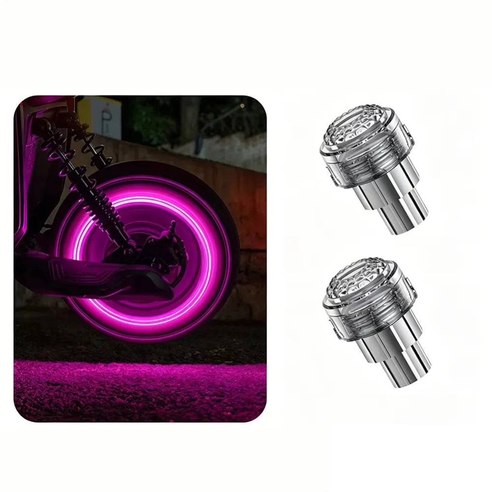 Motorcycle Tire Valve Light Rim Strobe Warning Wheel Lamp Flashing Vibration Activated Waterproof Decorative for Car E-Scooter