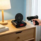 Target Alarm Clock with Gun & LED Display Creative Target Laser Shooting Clocks 2 Alarming Wake Up Digital Electronic Desk Clock