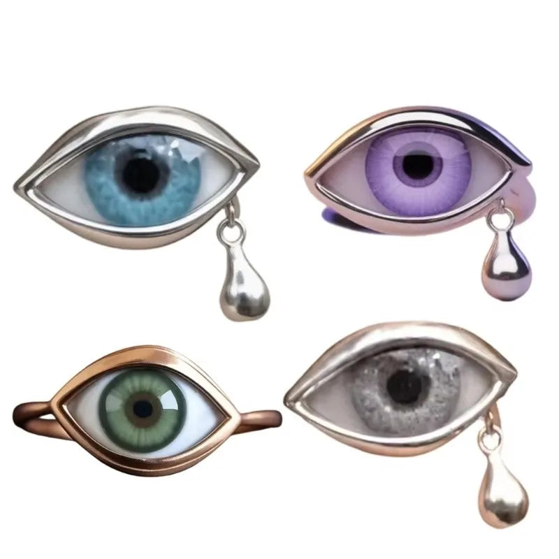 Vintage Gothic Fashion Hip Hop Devil's Eye Punk Exaggerated Chic Ring Men's Personalized Creative Trend Jewelry Halloween Gifts
