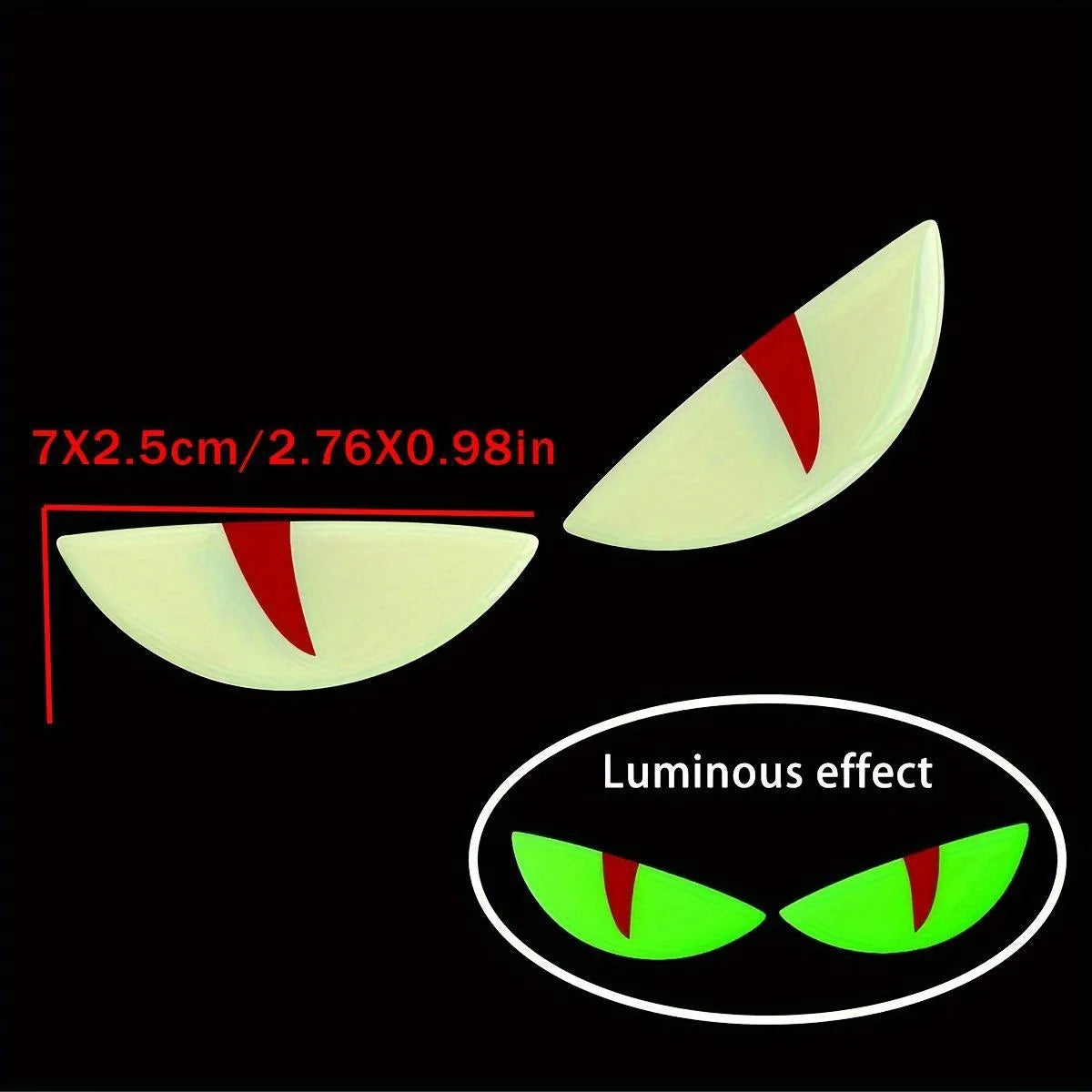 Luminous Devil Eye Sticker Pair Car Motorcycle Electric Vehicle Reflective Decal Drip Glue Waterproof Styling Night Glow