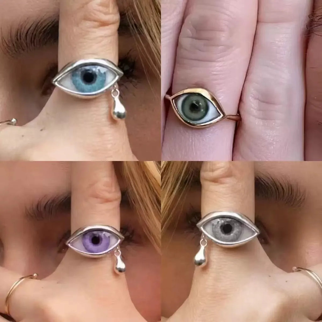 Vintage Gothic Fashion Hip Hop Devil's Eye Punk Exaggerated Chic Ring Men's Personalized Creative Trend Jewelry Halloween Gifts
