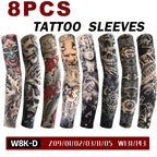 8 PCS Tattoo Sleeves Unisex Summer Cycling Sun Protection Arm Covers Beach Driving Fishing Breathable Nightclub Elastic Sleeves