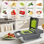 16PCS Vegetable Chopper Set Multi‑Function Kitchen Slicer Dicer Shredder Handle Food Grater for Potato Onion Vegetable Cutting