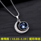 New Zodiac Sign Necklaces for Men Women Trendy Luminous Pendant Necklaces Cool Unique Couple Hip-hop Necklaces Stainless Steel