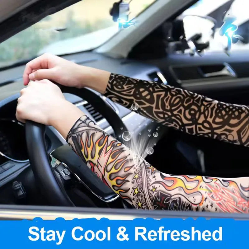 Tattoo Sleeves Unisex Summer Cycling Sun Protection Arm Covers Beach Driving Fishing Breathable Nightclub Elastic Sleeves