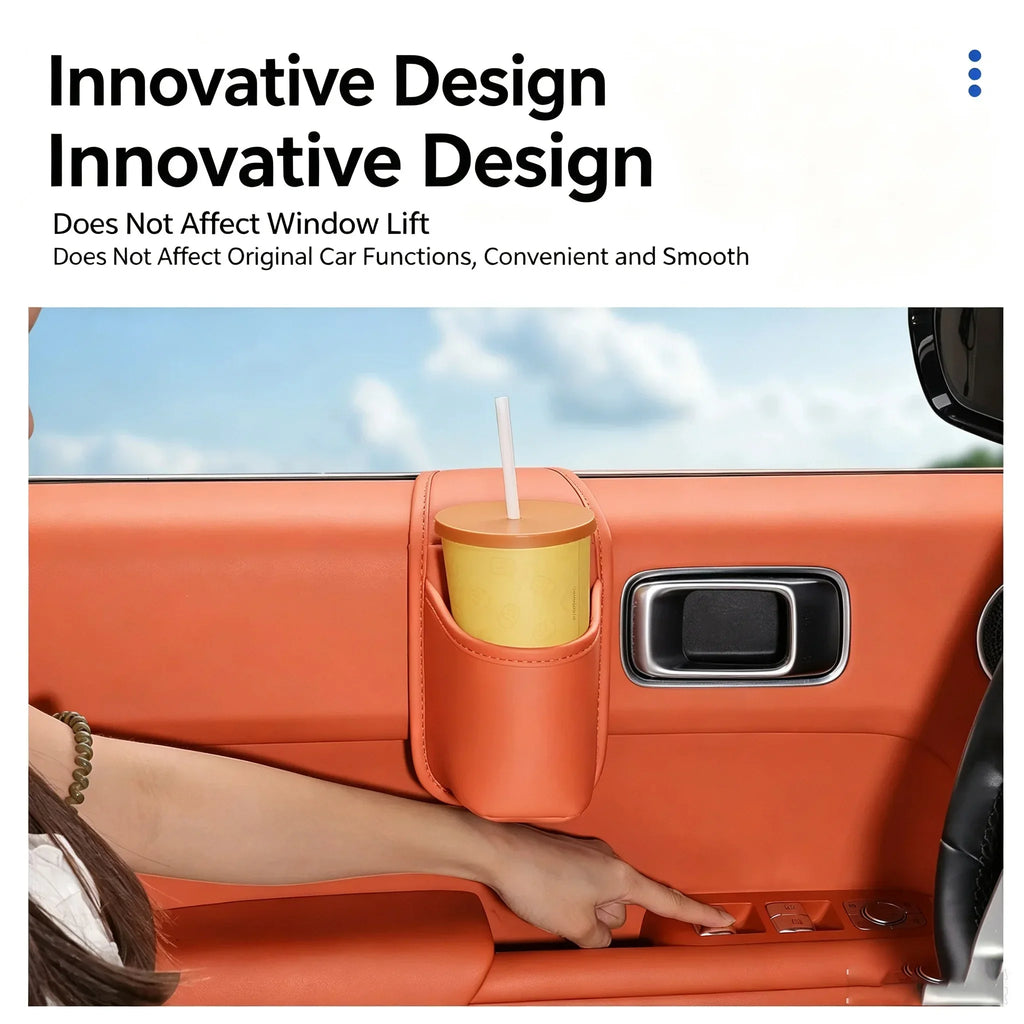 PU Car Door Cup Holder Multifunctional Adhesive Storage Pocket Auto Door Mount Drink Bottle Holder Phone Sundries Storage Bag