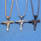 Punk Uzi Pistol Machine Gun Necklace Pendant - Fashion Hip Hop Jewelry for Men Handsome Personality Accessory